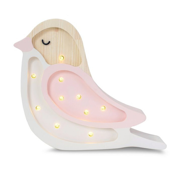 Little Lights - Cream Strawberry Bird Night Light Rosa