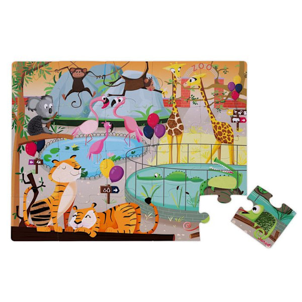 Puzzle Tactile JANOD Eläintarha - Eläinpuzzle 20 kpl - Suuret palat, jotka sopivat lapsille Flerfärgad