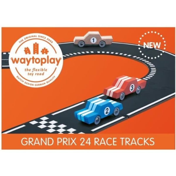 Flexibel krets för bilar - Waytoplay - Grand Prix krets - 24 delar - Orange, blå, röd och svart