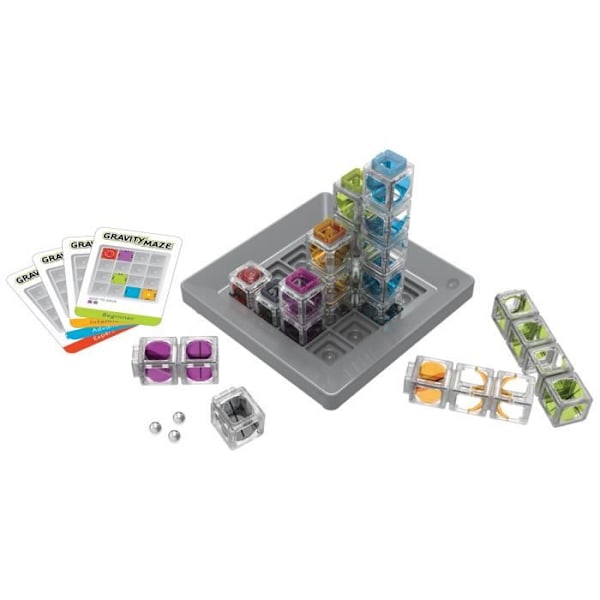 Gravity Maze logikspel, Brain teaser, Ball circuit-Construction, 60 utmaningar, från 8 år gammal-Ravensburger, 76433, ThinkFun Flerfärgad