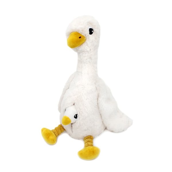 Peluukki - Les Déglingos - Jébongou - Äiti ankka ja vauva - 36 cm - Kierrätetty polyesteri Vit