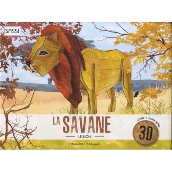 Savanni. Leijona. Kirja + 3D-malli