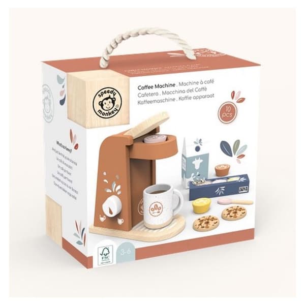 Puu kahvinkeitin tarvikkeilla - SPEEDY MONKEY - SP3012 - Beige - Alkaen 2 vuotta brun