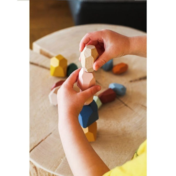Balansstenar i trä - Montessoriblock Flerfärgad