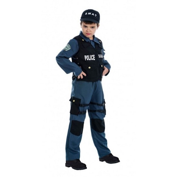 SWAT Agent kostym för pojkar 7/9 år - Polyester - Yrke - Blå blått och svart
