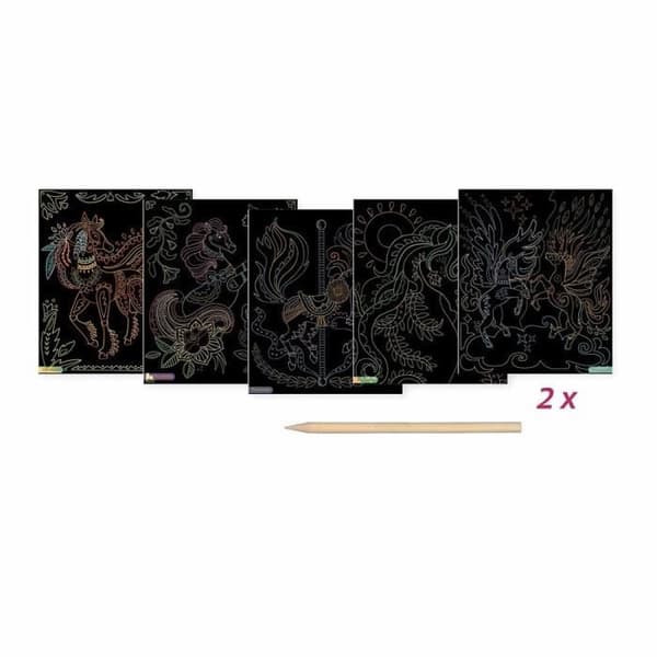 Sycomore - Artissimo 10 skrabe billeder Scratch art Einhorn Rose