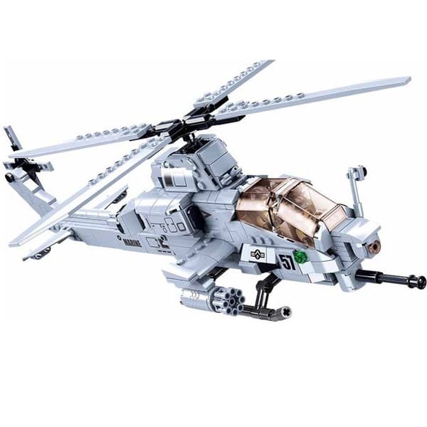 Sluban - Modellbyggstenar - Attackhelikopter - KID DISTRI Grå