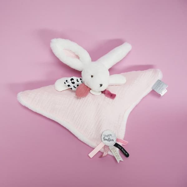 Doudou og Kompagni - Doudou Kanin - 25 cm - Hvid/rosa