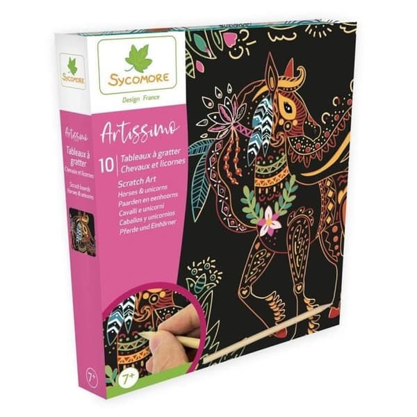 Sycomore - Artissimo 10 skrabe billeder Scratch art Einhorn Rose