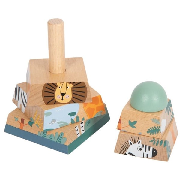 Pinottava lelu - Pieni jalkayritys - Safari-pinoamistorni - Tukeva puu - 12 kuukautta ja enemmän - Sekalainen Beige