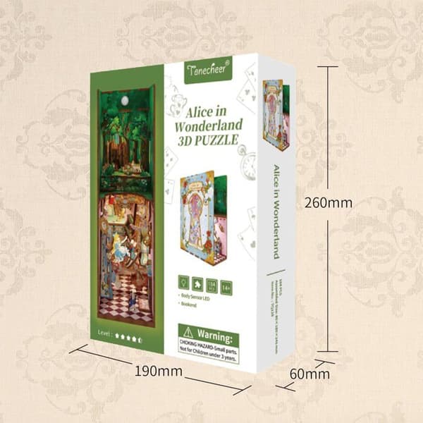 Puzzle 3D - Bogkrog Alice i Eventyrland (CENGO) - Træ - 184 dele - LED bevægelsessensor Grön
