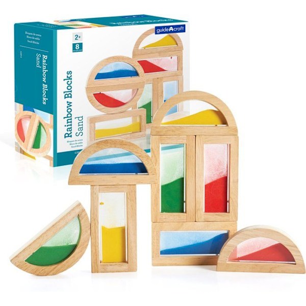 Sensoriska block - Guidecraft - Regnbågsblock - 8 delar - Färgad sand - Inomhus Beige