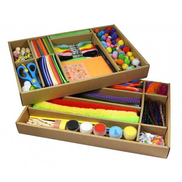 Toimintalaatikko - Edukit - Monivärinen - 800 tarviketta - 2 säilytysalustaa - 20 luovaa projektia Monivärinen