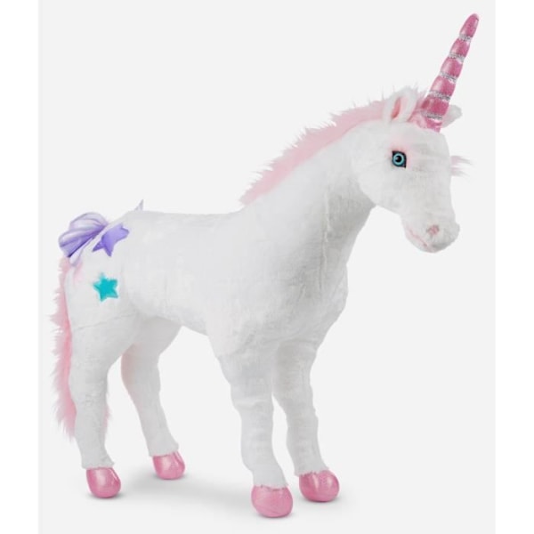 MELISSA & DOUG Unicorn mjukisleksak - stor Valkoinen, vaaleanpunainen ja hopea