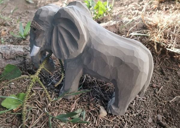 Wudimals - Figur Elefant i træ - K-PLAY Grå