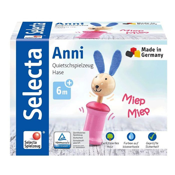 Peluche Selecta - 61057 - Anni-jänis, vinkuva lelu, 17 cm