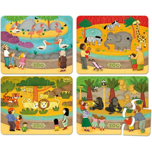 Pussel 4 x 6 bitar: Zoo-djuren Aqua