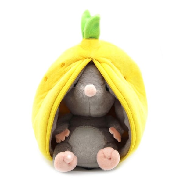 Plyschleksak - Les Déglingos - Flipetz Lemon Mouse - 2 i 1 - Gul - 15x13x22 cm Gul