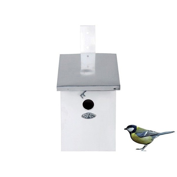 Esschert NK40W Wooden Chickadee Birdhouse, vit, 33 x 17 x 21 cm