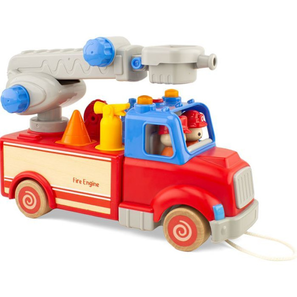Palokunta-auto - Ulysse - Routoudou - 28 cm - 2 hahmoa - Äänen- ja valotehosteet Röd