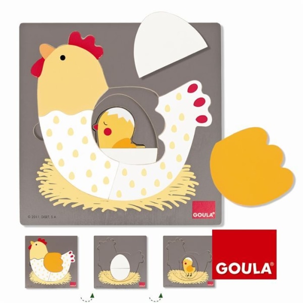 3-nivåer träpussel från ägg till kyckling - GOULA - Blandat - 2 år - Mindre än 100 bitar