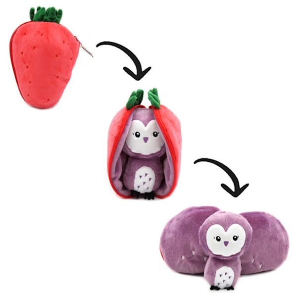 Pehmo - Les Déglingos - Flipetz Chouette Fraise - 2 in 1 - Punainen - 15 x 11 x 22 cm Röd