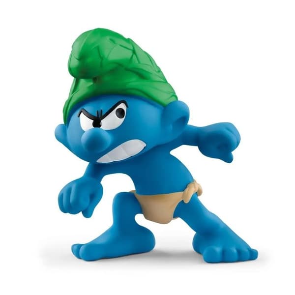 Stribet Smurfefigur Enfärgad
