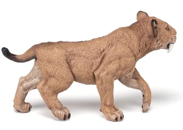 Præhistorisk figurine: ung Smilodon Beige, vit och brun