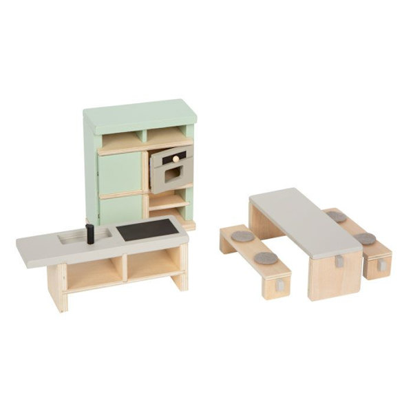 Möbelset för dockhus beige