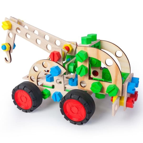 Byggesæt - ALEXANDER TOYS - Constructor Junior 3x1 - Bugserbil - 102 dele - Bøg - Fra 4 år beige