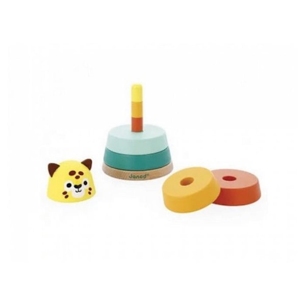 JANOD - Stapelbar trä Jaguar - Early Learning Toy - FSC TM Produkt - 12 månader+ Flerfärgad