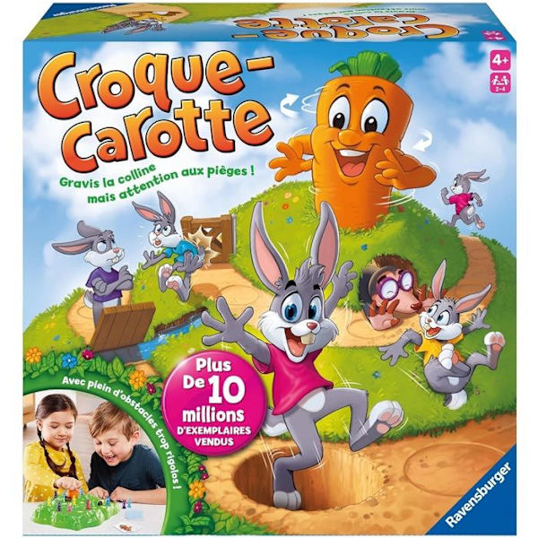 Croque Carotte, Roligt kursspel för barn, 2 till 4 spelare, Ravensburger, 22223, från 4 år och uppåt Flerfärgad