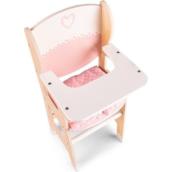 NYA CLASSIC TOYS dockstol i trä med dyna - Vit / Trä / Rosa Trä / Rosa