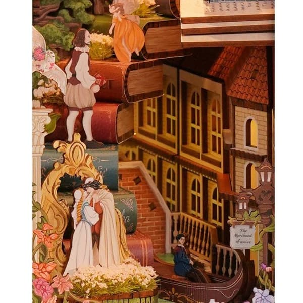 Puzzle 3D - Bogkrog Shakespeares vers - Træ - LED-belysning (detektor & berøring) - 212 dele Grön
