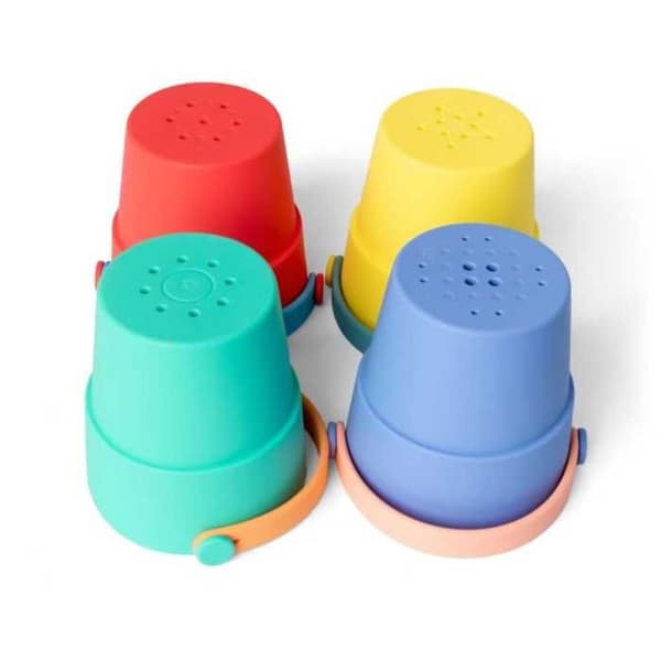 Børnelegetøj - Little L - Stapelbare silikone spande - 4 dele - Silikone - Unisex Grön