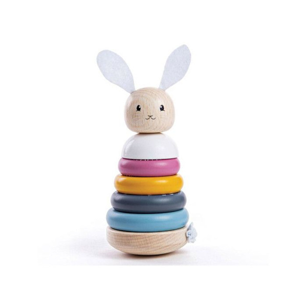 Trä stapelspel - Bigjigs Toys - Kanin - 12 månader - Dimensioner 7,5x19 cm - Blanda Beige
