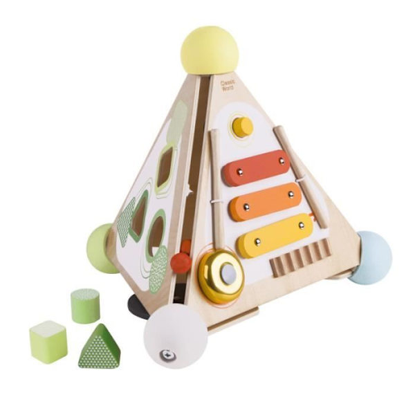 Aktivitetskubpyramid i trä - Flerfärgad - 30 cm - För barn från 2 år och uppåt Flerfärgad