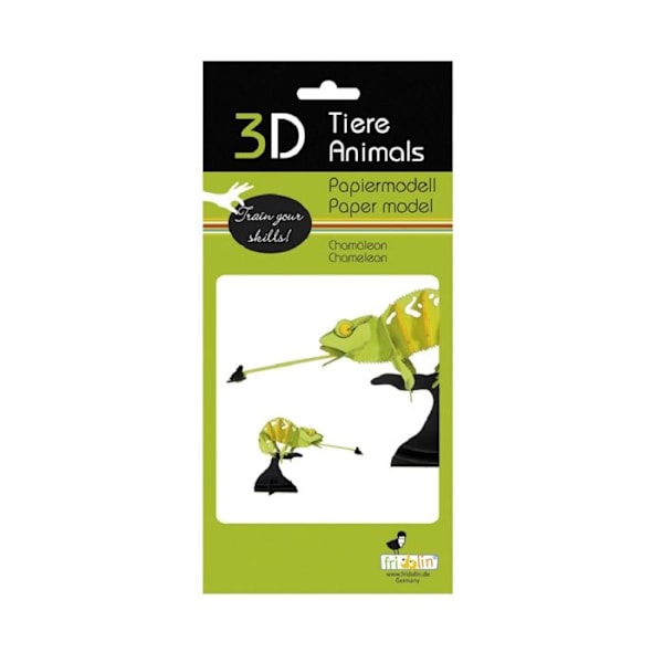 Fridolin - 3D-modell i papper Grön kameleont Grön
