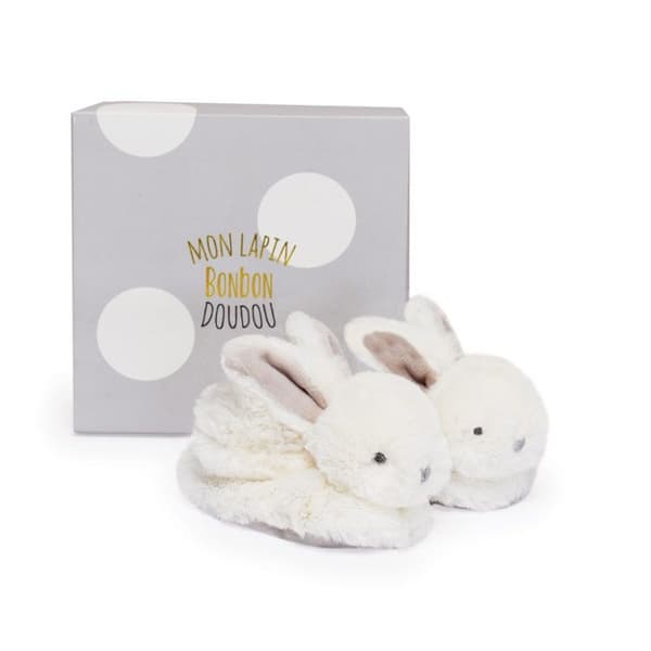 DOUDOU ET COMPAGNIE Lapin - Tøfler med rangle Taupe 0-6 måneder Mol