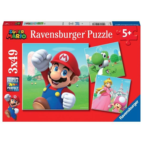 3x49 bitars pussel Super Mario, Barnpussel, från 5 år och uppåt, 05186, Ravensburger Flerfärgad
