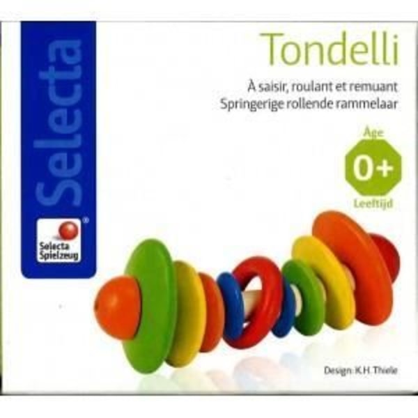 Babyleksak - SELECTA - Tondelli SEL-1465 - Trä - Färgglad och lätt skallra