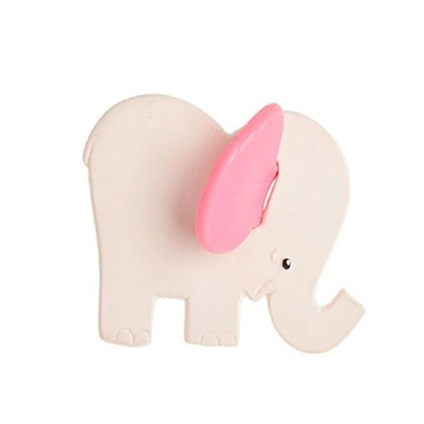 LANCO Hammasrengas Vaaleanpunainen Elefantti - Alkaen syntymästä - Valkoinen - Tyttö - Luonnonkumi - 9,5x1,5x6 cm Rosa