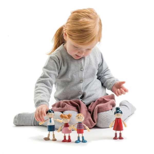 Tender Leaf Toys dockhus dockfamilj 4 stycken Flerfärgad