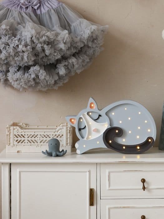 Little Lights - Natlampe Kat Grå Grå