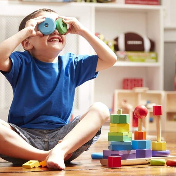 Forme til sortering og arrangement - MELISSA & DOUG - 3-i-1 stabelspil - 25 dele - Unisex Flerfärgad