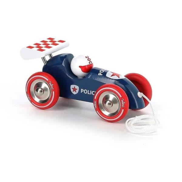 Träningsbar racerbil - VILAC - Polis - Trä - Blå, röd och vit