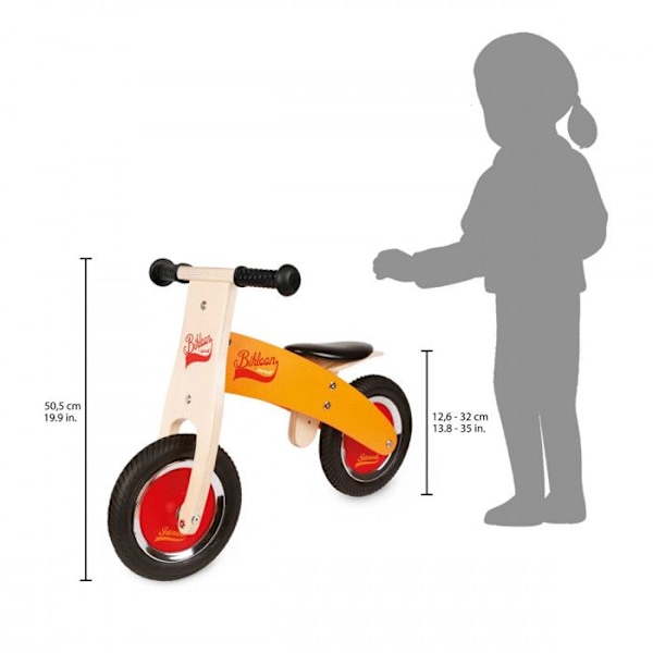 Janod Little Bikloon balanscykel i trä - Orange - Från 2 år - Uppblåsbara däck - Justerbar sadel Orange