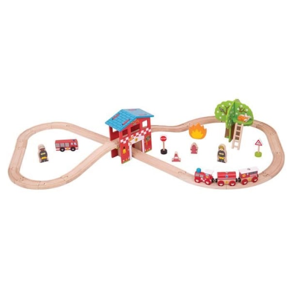 Tåg- och brandstationsset - För barn från 3 år och uppåt - Flerfärgad