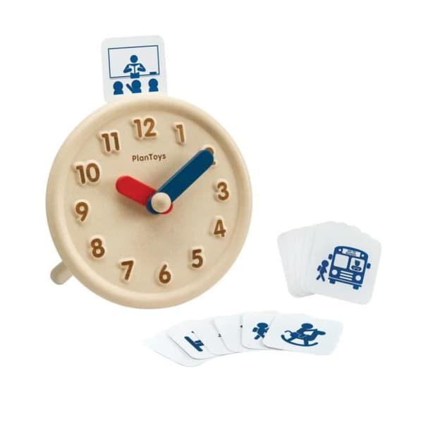 Trælegetøj - PLAN TOYS - Rektangulær - 12 timers ur - Aktivitetskort - Dag/Nat