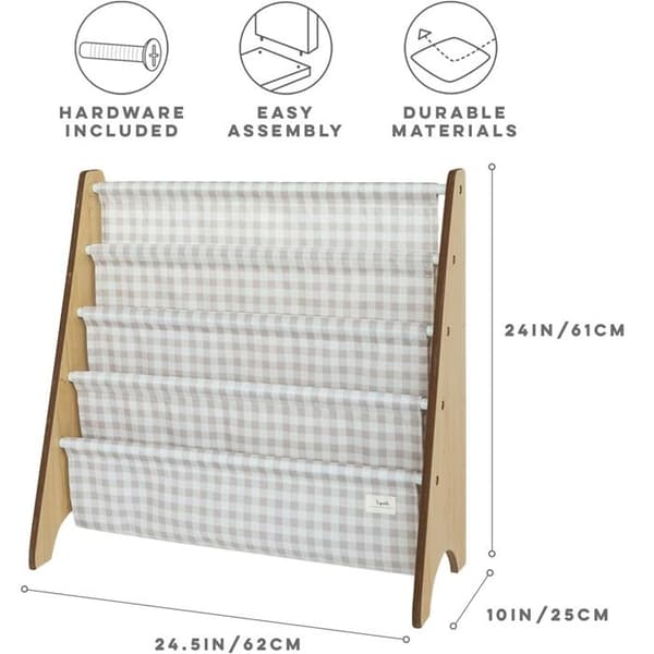 3 Sprouts - Barnbibliotek vichy beige - ELEMENTS FOR KIDS beige